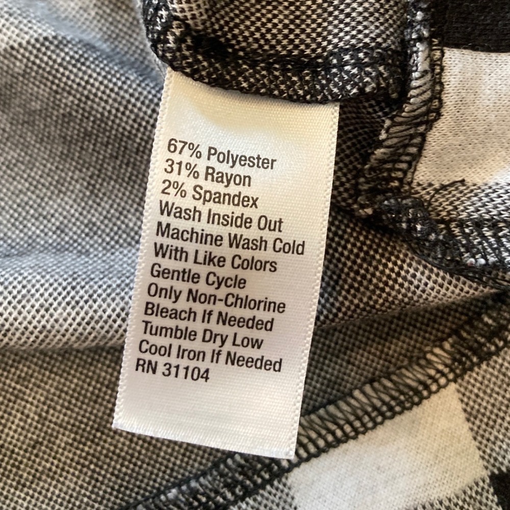 Crown & Ivy Womens S Bell Sleeve Top Black White Buffalo Check Gingham Plaid - Picture 4 of 7